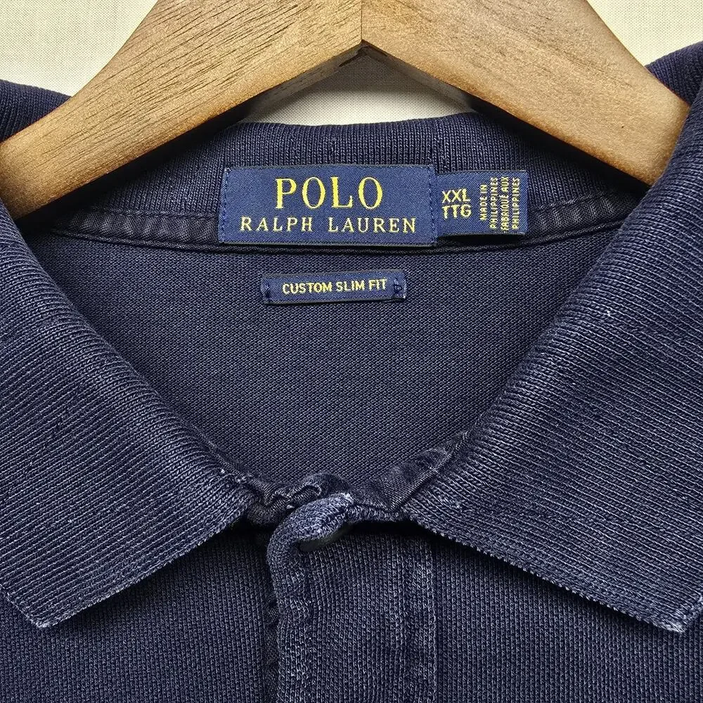 Polo Ralph Lauren‎ Shirt Mens XXL 2XL Blue Slim Fit Eagle USA New York